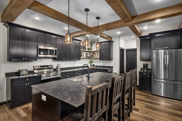 Gourmet kitchen with stainless appliances