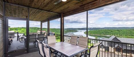 Outdoor screened in dining area