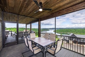 Outdoor screened in dining area