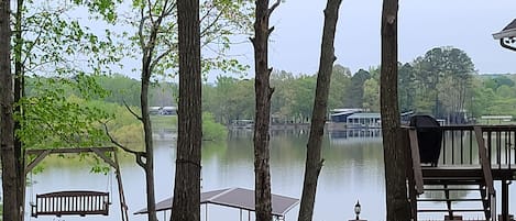 This is the view of the lake from the side yard of the house.