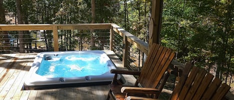 Hot tub on the wrap around deck.