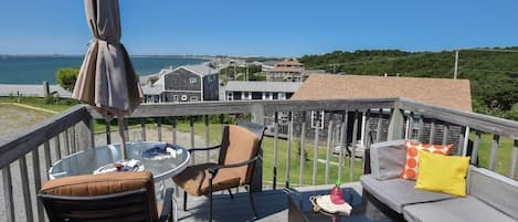 Deck with seating for lounging and dining