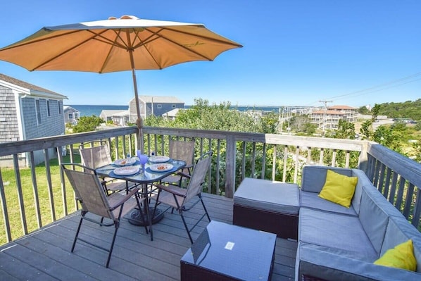 Deck area with seating and view
