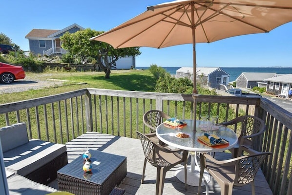 Deck area with seating and view