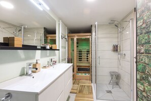 Bathroom with shower and infra-red sauna