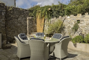 Garden furniture in the walled garden