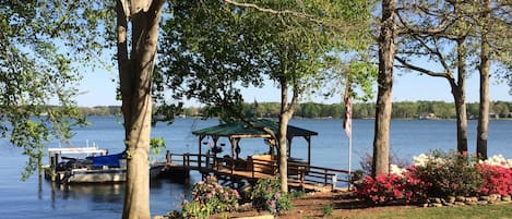 Spring photo our beautiful deep water dock and views of LKN main channel
