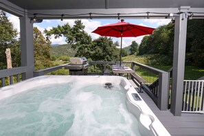 Private hot tub on back porch 