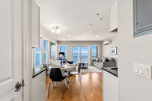Living room with Cape Cod Bay views