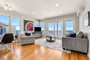 Living room with Cape Cod Bay views