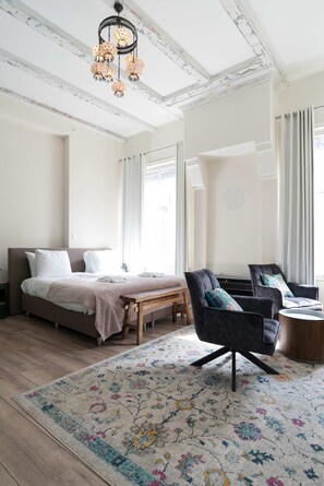 Bed and seating area