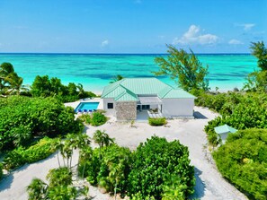 Aerial view of the house from the road