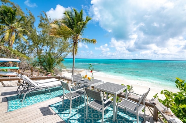 Million dollar view from the living room and deck of your private beach!