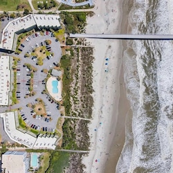 Aerial view of Sea Cabin Complex and Pier, Isle of Palms, SC | IOP Escapes