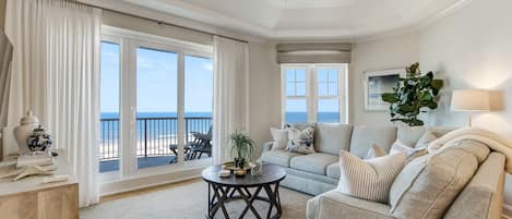 Gorgeous Newly Updated Oceanfront Penthouse! Living Space Featuring Breathtaking Views, a Flat Screen TV and Access to  Private Covered Balcony