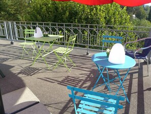 Plant, Furniture, Property, Light, Botany, Blue, Nature, Green, Leaf, Outdoor Table