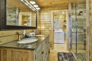 Main level bathroom with walk-in shower