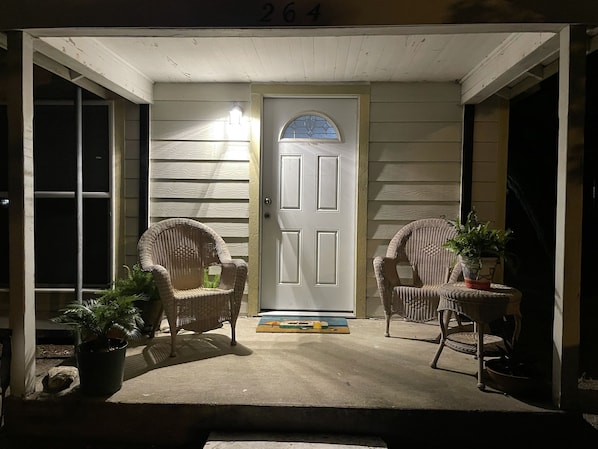 Welcome to your home away from home! Your Front Porch in the evening!