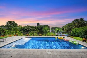 Heated, saltwater pool and lake view