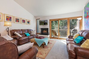 Living Room with Wood Burning Fireplace