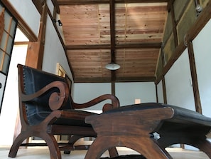 Relax in an antique ottoman chair!