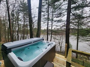 Hot tub view of the river from the front deck
