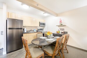 Open kitchen and dining area