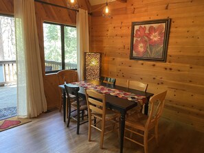 Dining table extends to seat eight