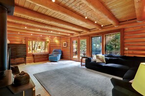 Living room with view towards back deck