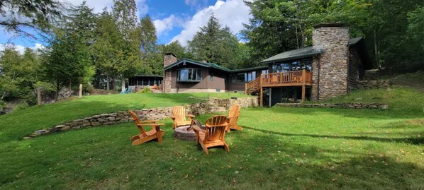 Lakeside lawn and firepit
