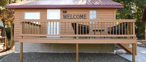 Cabin A has a large deck with great views of the lake. 