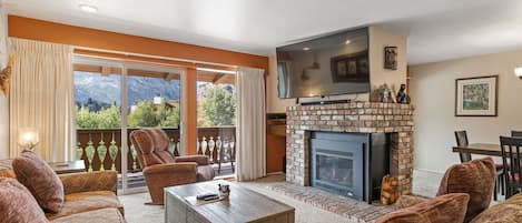 Woodburning stove with large TV