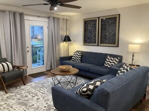 Living area with door to back deck