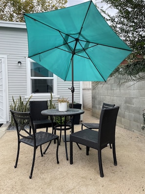 Patio Table, Chairs and Umbrella