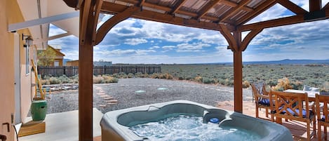 new hot tub and back patio!