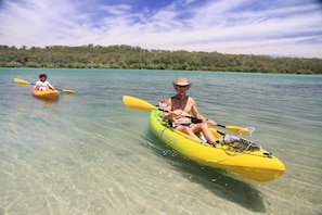 Free onsite Kayaks and Canoes to enjoy the river with