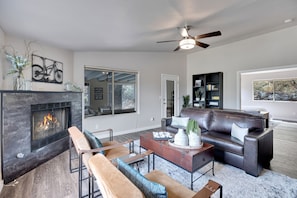 Grab a board game or a book from the bookcase and relax in front of the fire.