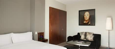bedroom with coffee table and sofa
