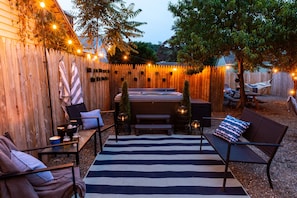 Hot tub and seating area