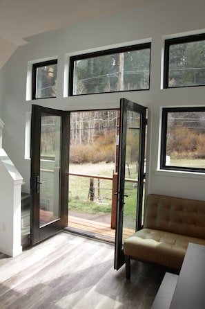 French doors looking out over the pasture