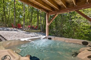 Enjoy a soak in the hot tub!