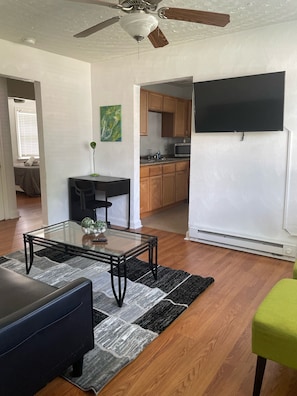 Living Room with Desk & Smart TV