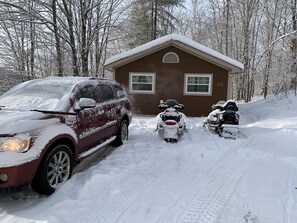 Cottage 103 in Winter - access snowmobile trails directly from the resort