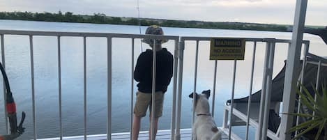 Fishing off the swim deck.