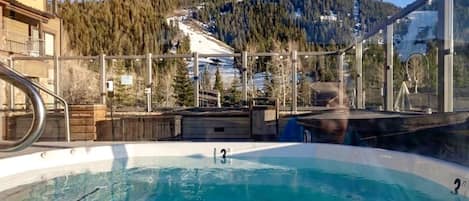 2 Hot tubs with mountain views!  Literally across from lift!