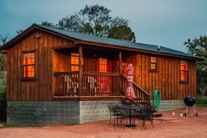 Cabins A+B: External night shot