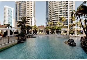 Magnificent lagoon style pool including beach area and heated spa