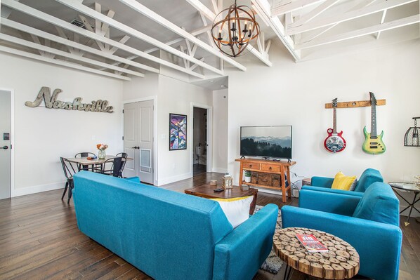 Open Living Room & Dining Area