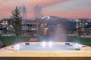 Soak in the hot tub and enjoy the gorgeous alpen glow sunsets