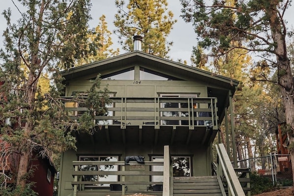 Our cabin is surrounded by ponderosa pines in Big Bear valley.